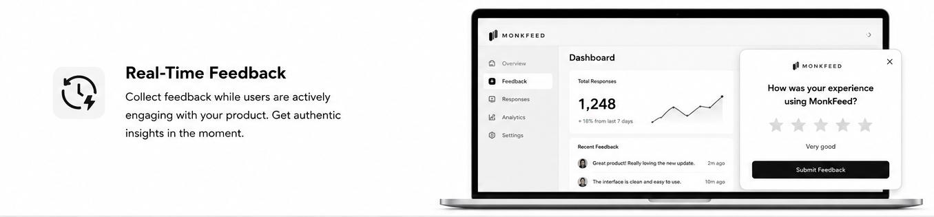Real-time feedback widget capturing user input the moment an experience happens Real-time feedback widget capturing user input the moment an experience happens
