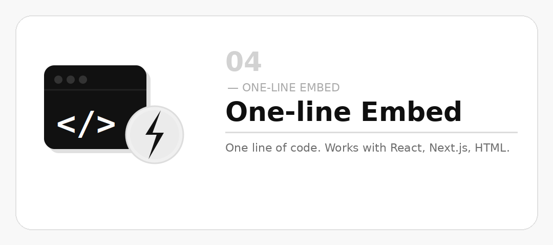 MonkFeed One-Line Code Embed — add a feedback widget with a single snippet across any framework